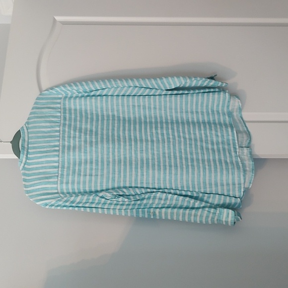 Coldwater Creek Aqua Striped Blouse - Picture 2 of 5